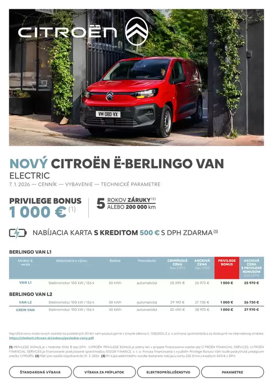 Katalóg Citroën v Podolínec | Cenník Nové Ë-Berlingo VAN | 2026-01-01T00:00:00.000Z - 2026-12-31T00:00:00.000Z