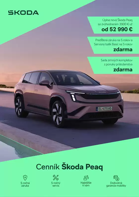 Katalóg Škoda v Spišské Vlachy | Skoda Peaq cennik | 2026-09-08T00:00:00.000Z - 2026-09-22T00:00:00.000Z