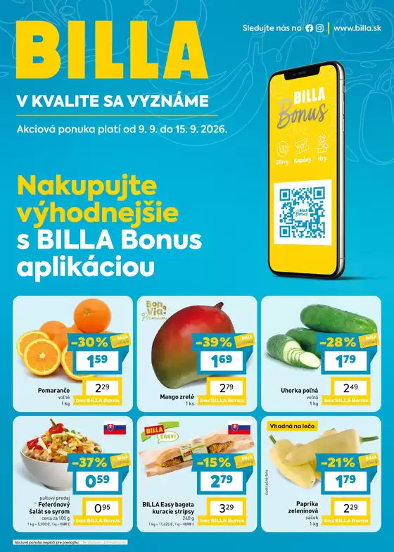 Katalóg Billa | BILLA Bonus leták | 2026-09-09T00:00:00.000Z - 2026-09-15T00:00:00.000Z