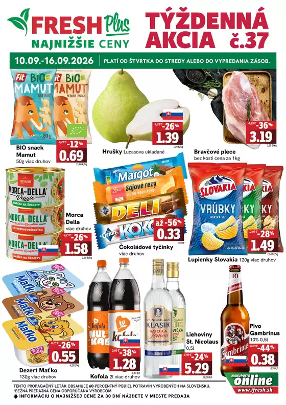 Katalóg Fresh | Týždenná akcia FRESH Plus | 2026-09-10T00:00:00.000Z - 2026-09-16T00:00:00.000Z