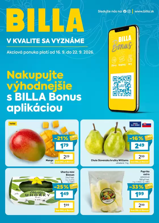 Katalóg Billa | BILLA Bonus leták | 2026-09-16T00:00:00.000Z - 2026-09-22T00:00:00.000Z