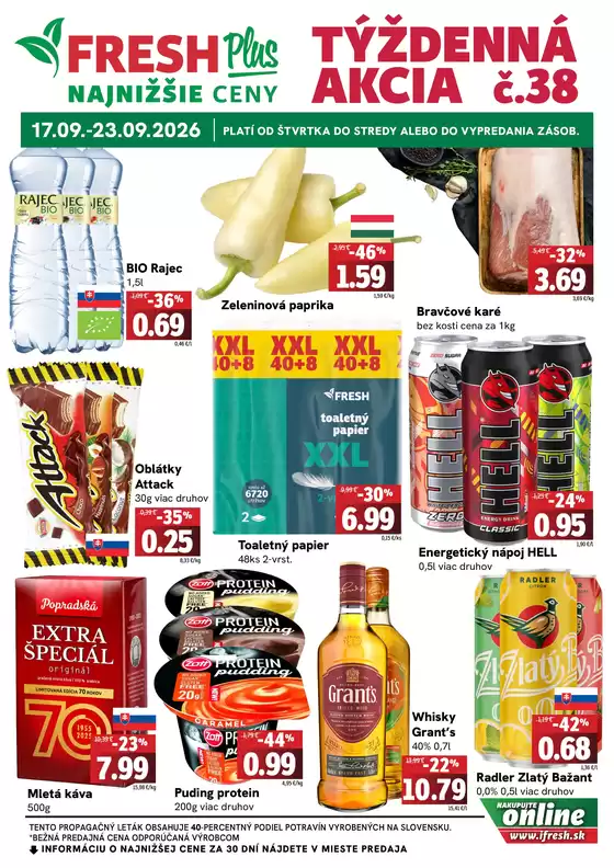 Katalóg Fresh | Týždenná akcia FRESH Plus | 2026-09-17T00:00:00.000Z - 2026-09-23T00:00:00.000Z