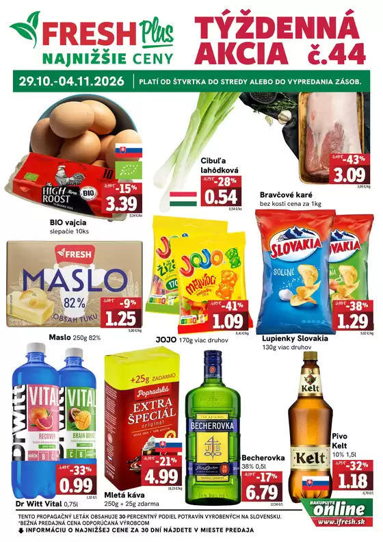 Katalóg Fresh v Modra | Týždenná akcia FRESH Plus | 2026-10-29T00:00:00.000Z - 2026-11-04T00:00:00.000Z