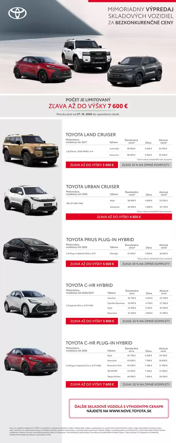 Katalóg Toyota v Michalovce | Mimoriadny vyypredaj cennik | 2026-01-01T00:00:00.000Z - 2026-12-31T00:00:00.000Z