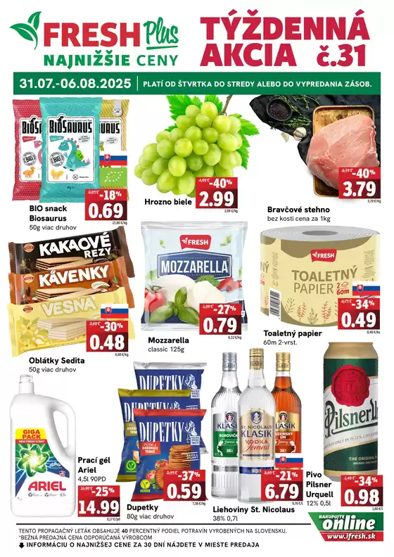 Katalóg Fresh v Bytča | Týždenná akcia FRESH Plus | 2025-07-31T00:00:00.000Z - 2025-08-06T00:00:00.000Z