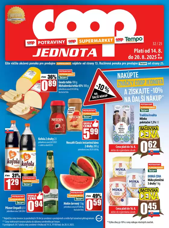 Katalóg COOP Jednota v Nitra | Leták COOP Jednota | 2025-08-14T00:00:00.000Z - 2025-08-20T00:00:00.000Z