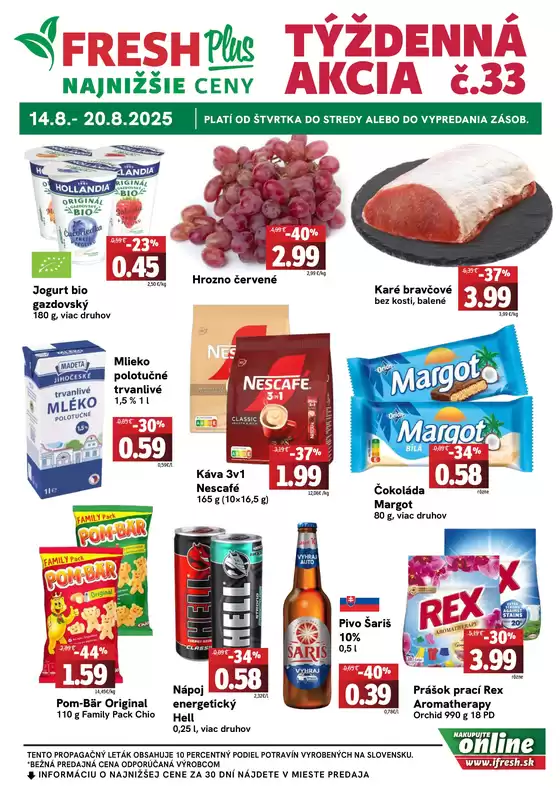 Katalóg Fresh v Nitra | Týždenná akcia FRESH Plus | 2025-08-14T00:00:00.000Z - 2025-08-20T00:00:00.000Z