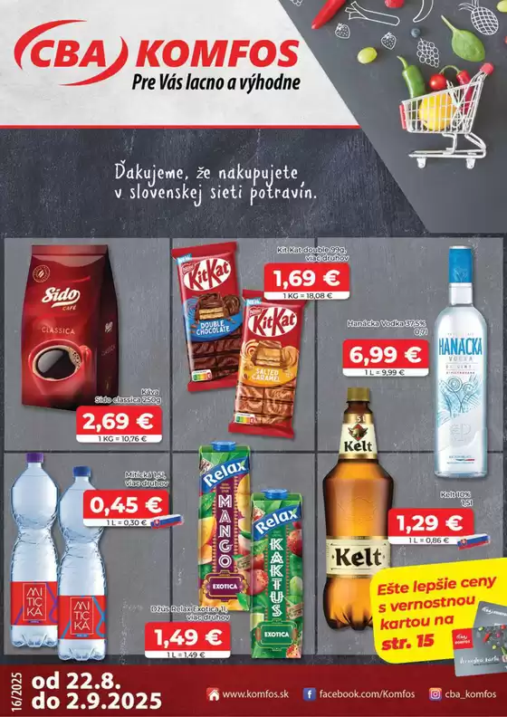 Výhodná ponuka CBA Komfos