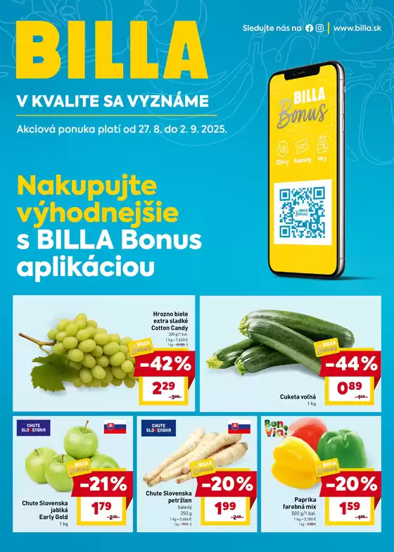 Katalóg Billa v Prešov | Naše najlepšie ponuky pre vás | 2025-08-27T00:00:00.000Z - 2025-09-02T00:00:00.000Z