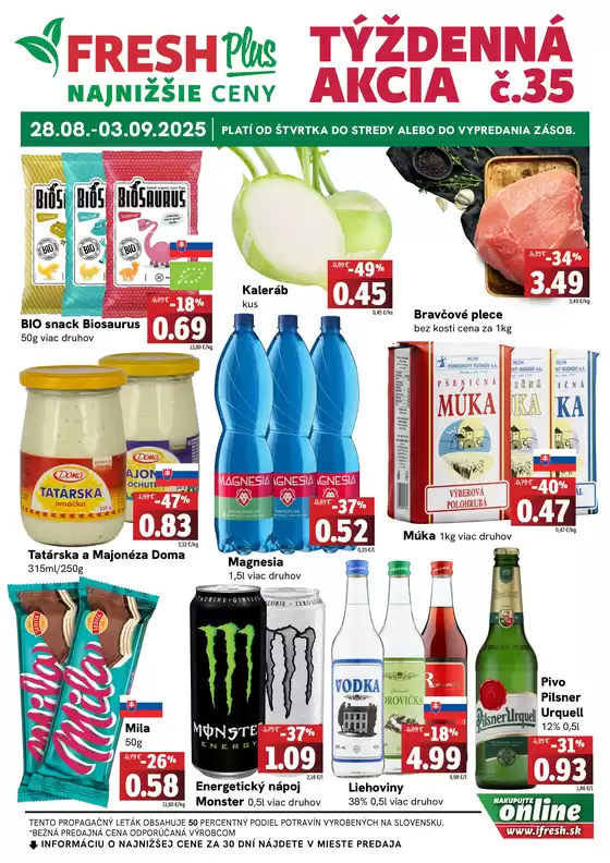 Katalóg Fresh v Prešov | Týždenná akcia FRESH Plus | 2025-08-28T00:00:00.000Z - 2025-09-03T00:00:00.000Z