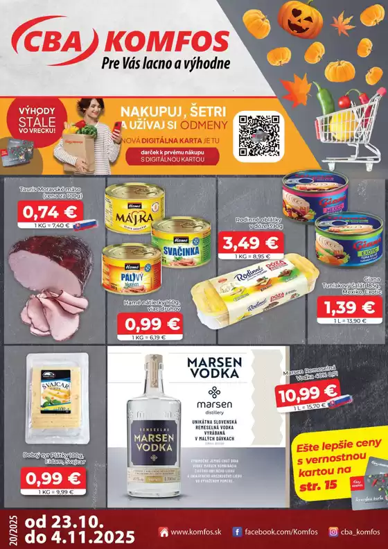 Výhodná ponuka CBA Komfos