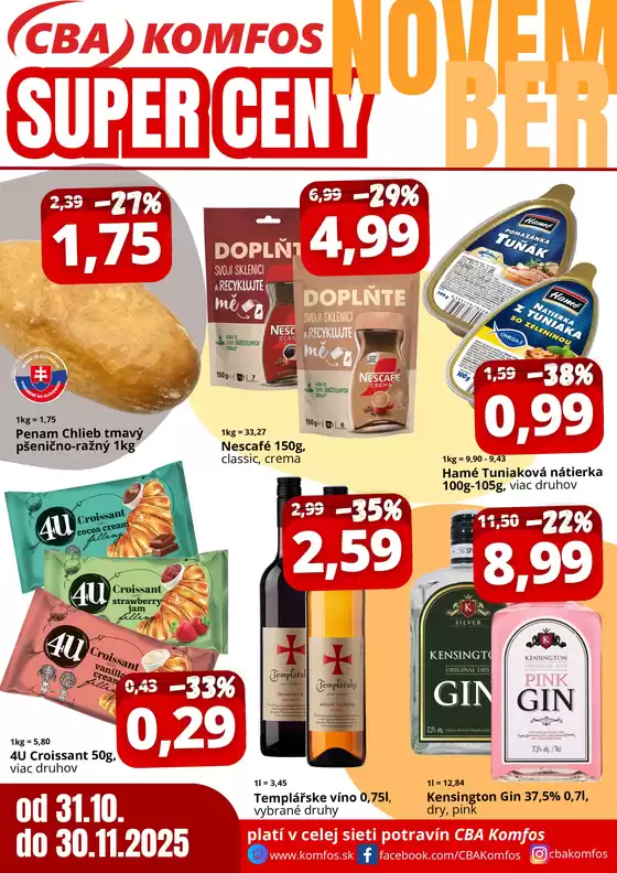 CBA Super ceny november