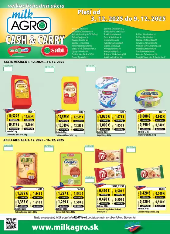 Katalóg Milk Agro v Trnava | Cash & Carry leták | 2025-12-03T00:00:00.000Z - 2025-12-31T00:00:00.000Z