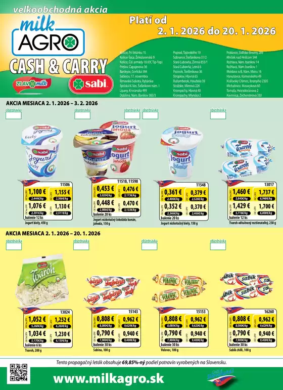 Katalóg Milk Agro v Nitra | Cash & Carry leták | 2026-01-02T00:00:00.000Z - 2026-01-20T00:00:00.000Z