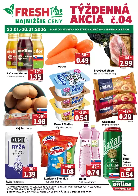 Katalóg Fresh v Prešov | Týždenná akcia FRESH Plus | 2026-01-22T00:00:00.000Z - 2026-01-28T00:00:00.000Z