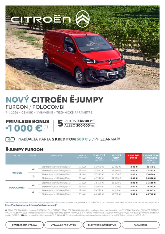Katalóg Citroën v Námestovo | Cenník Nový ë-Jumpy Furgon | 2026-01-01T00:00:00.000Z - 2026-12-31T00:00:00.000Z