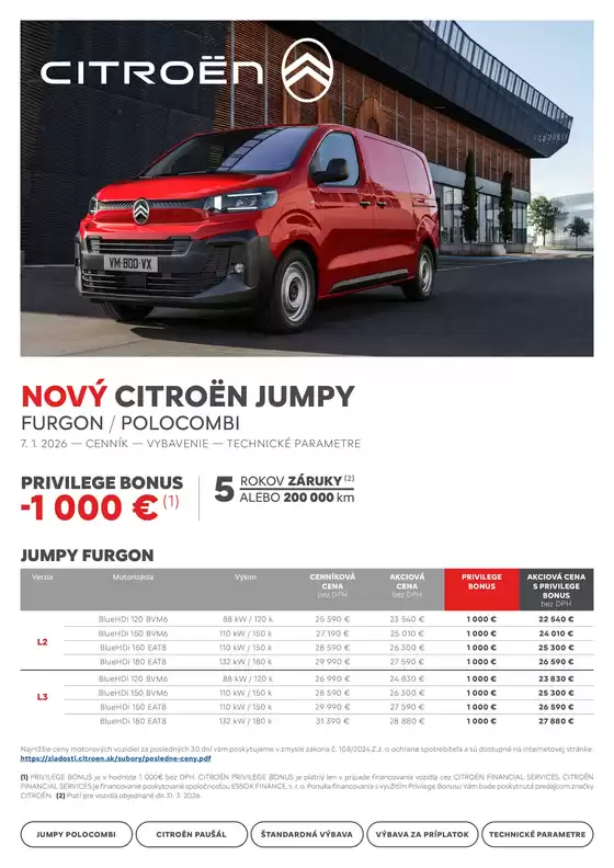 Katalóg Citroën v Námestovo | Cenník Nový Jumpy Furgon | 2026-01-01T00:00:00.000Z - 2026-12-31T00:00:00.000Z