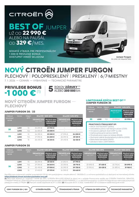 Katalóg Citroën v Námestovo | Cenník Jumper Furgon | 2026-01-01T00:00:00.000Z - 2026-12-31T00:00:00.000Z