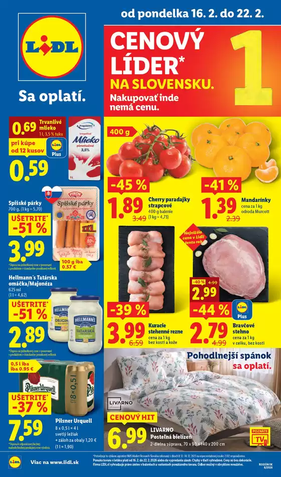Katalóg Lidl v Gabčíkovo | Platný od 16. 02. 2026 | 2026-02-16T00:00:00.000Z - 2026-02-22T00:00:00.000Z