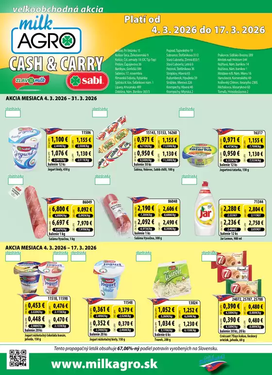 Katalóg Milk Agro v Tlmače | Cash & Carry leták | 2026-03-04T00:00:00.000Z - 2026-03-17T00:00:00.000Z