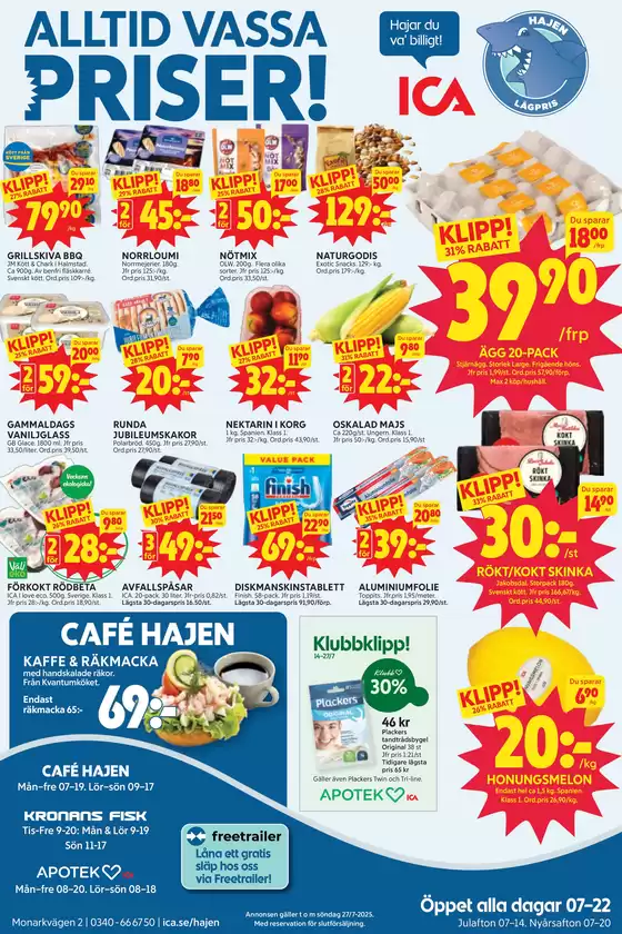 ICA Hajen Lågpris-katalog i Horsarydmark | ICA Hajen Lågpris reklamblad | 2025-07-21T00:00:00.000Z - 2025-07-27T00:00:00.000Z