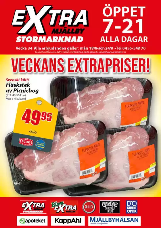 Extra Mjällby Stormarknad-katalog i Täby | Extra Mjällby Stormarknad veckans blad | 2025-08-18T00:00:00.000Z - 2025-08-24T00:00:00.000Z