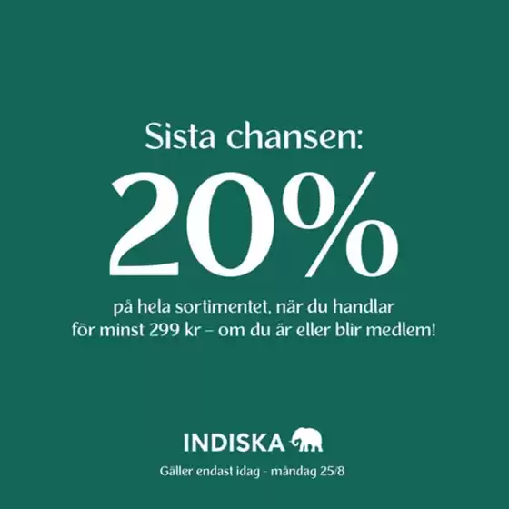 Indiska-katalog i Örebro | Sista chansen 20%! | 2025-08-26T00:00:00.000Z - 2025-09-11T00:00:00.000Z
