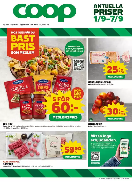 Coop-katalog i Sundsvall | Fantastiska rabatter på utvalda produkter | 2025-09-01T00:00:00.000Z - 2025-09-07T00:00:00.000Z