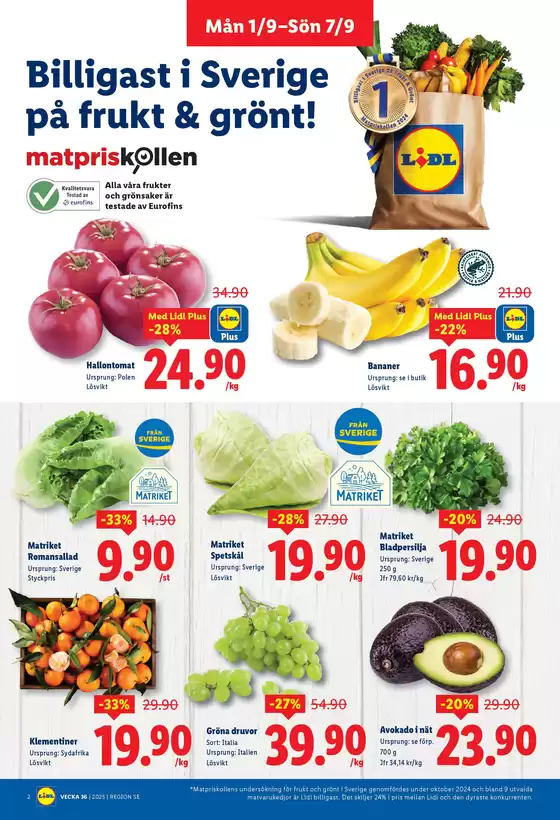 Nationell ERBJUDANDEN VECKA 36