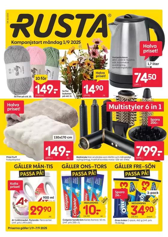 Rusta-katalog i Hudiksvall | Rusta reklambad | 2025-09-01T00:00:00.000Z - 2025-09-07T00:00:00.000Z