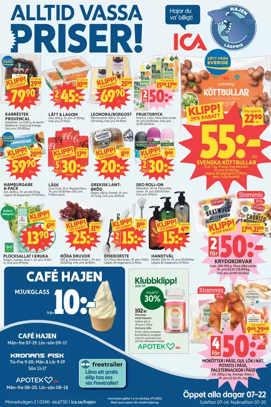 ICA Hajen Lågpris-katalog i Näsåker | ICA Hajen Lågpris reklamblad | 2025-08-25T00:00:00.000Z - 2025-09-07T00:00:00.000Z