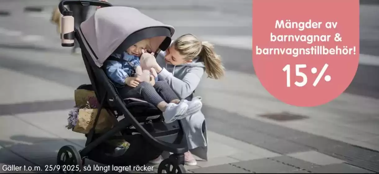 15% på utvalda barnvagnar och barnvagnstillbehör!