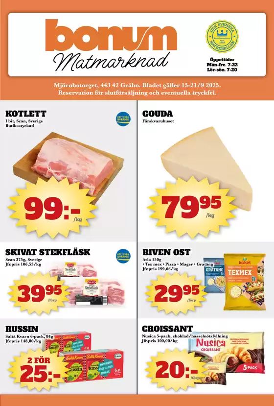 Bonum Matmarknad-katalog i Eslöv | Bonum Matmarknad reklambad | 2025-09-15T00:00:00.000Z - 2025-09-21T00:00:00.000Z