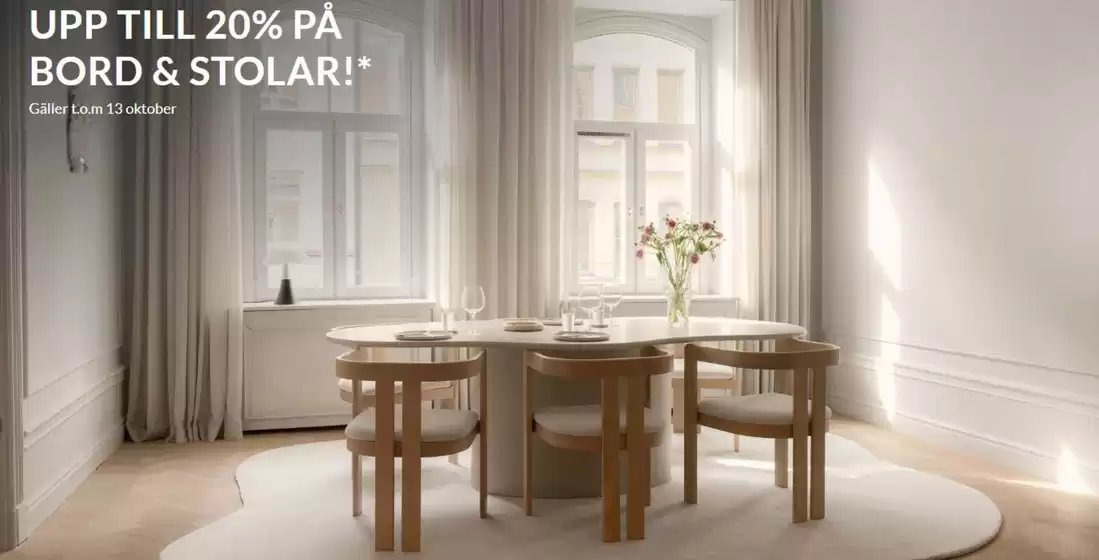 Sleepo-katalog i Järfälla | Upp till 20% rabatt på bord & stolar! | 2025-10-08T00:00:00.000Z - 2025-10-23T00:00:00.000Z