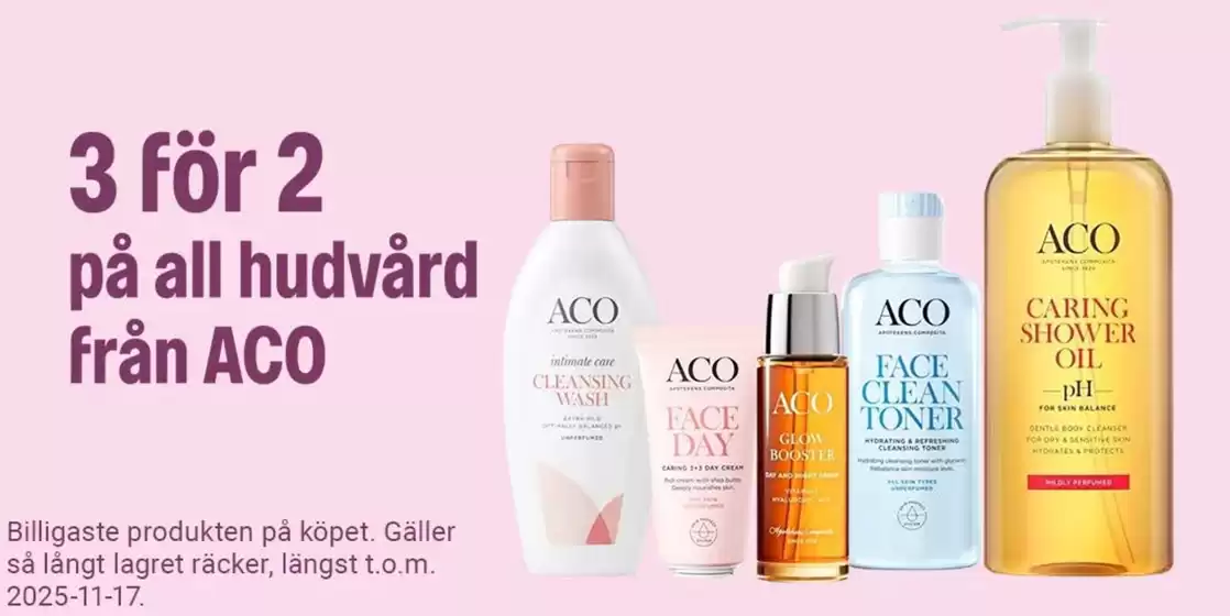 Apotea-katalog i Halmstad | 3 för 2 på ACO! | 2025-10-29T00:00:00.000Z - 2025-11-17T00:00:00.000Z