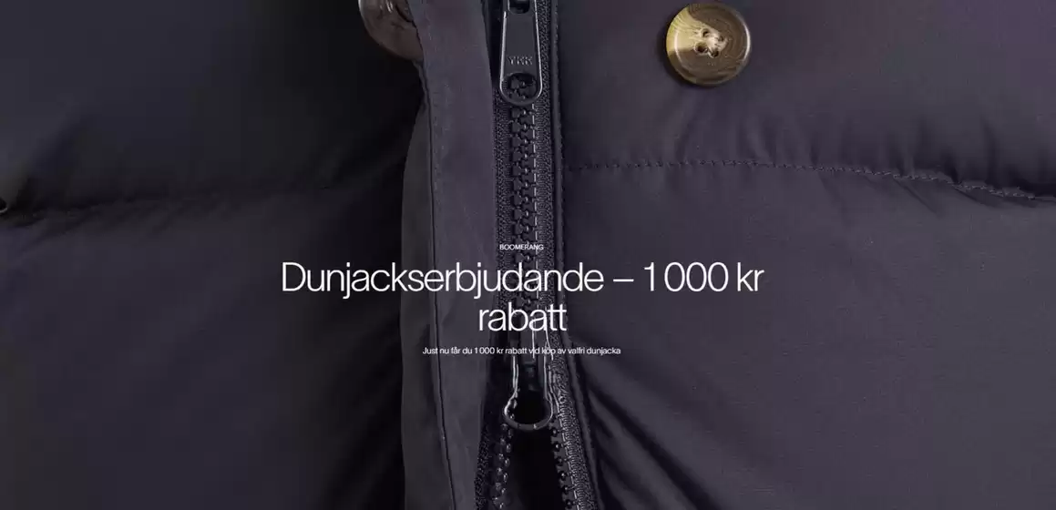 Boomerang-katalog i Mjölby | Dunjackserbjudande – 1 000 kr rabatt! | 2025-11-07T00:00:00.000Z - 2025-11-22T00:00:00.000Z
