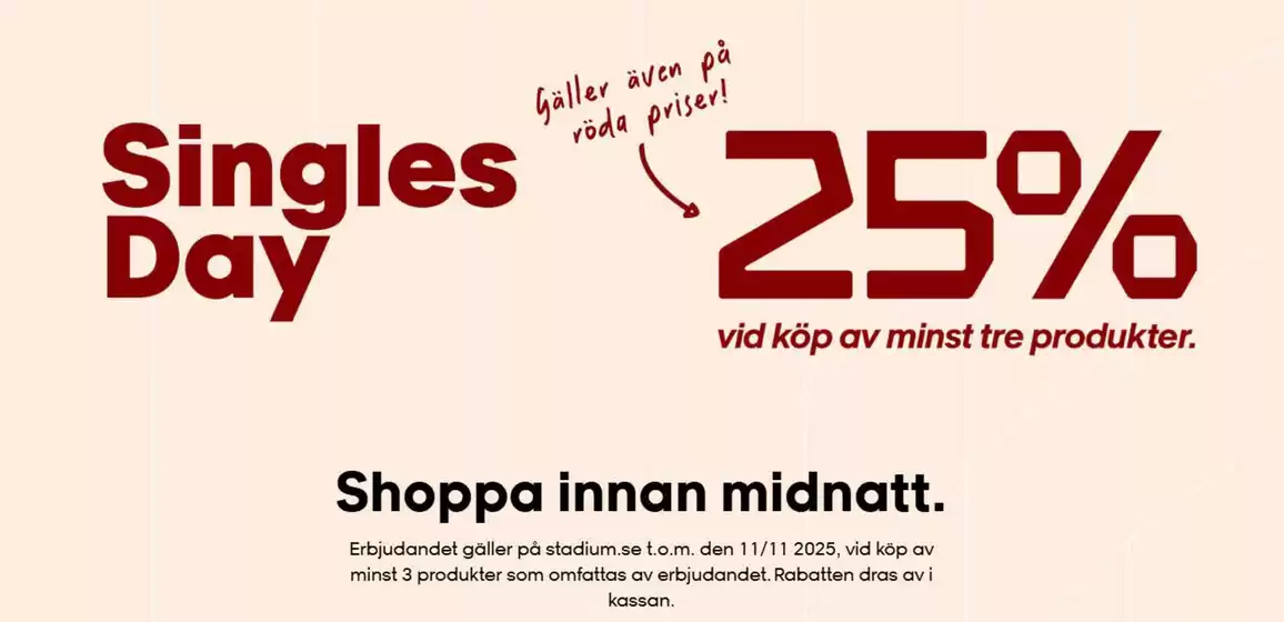 Stadium-katalog i Skåpesund | Singles day!  | 2025-11-11T00:00:00.000Z - 2025-11-11T00:00:00.000Z