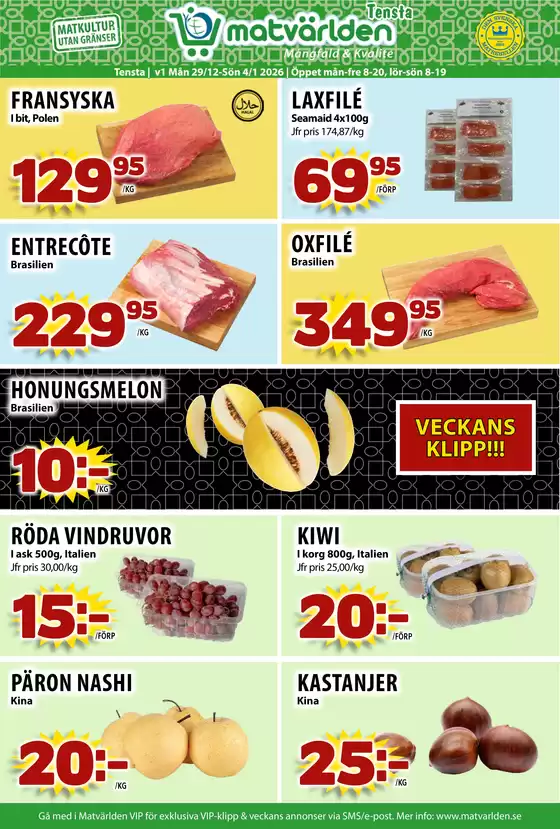 Matvärlden-katalog i Filipstad | Veckans erbjudanden Tensta! | 2025-12-29T00:00:00.000Z - 2026-01-04T00:00:00.000Z