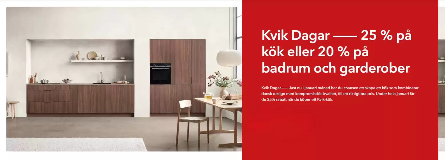 Kvik-katalog i Umeå | 25 % på kök eller 20 % på badrum och garderober! | 2026-01-08T00:00:00.000Z - 2026-01-31T00:00:00.000Z