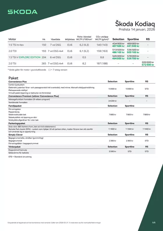 ŠKODA-katalog i Köping | Prislista Kodiaq | 2026-02-06T00:00:00.000Z - 2026-03-31T00:00:00.000Z