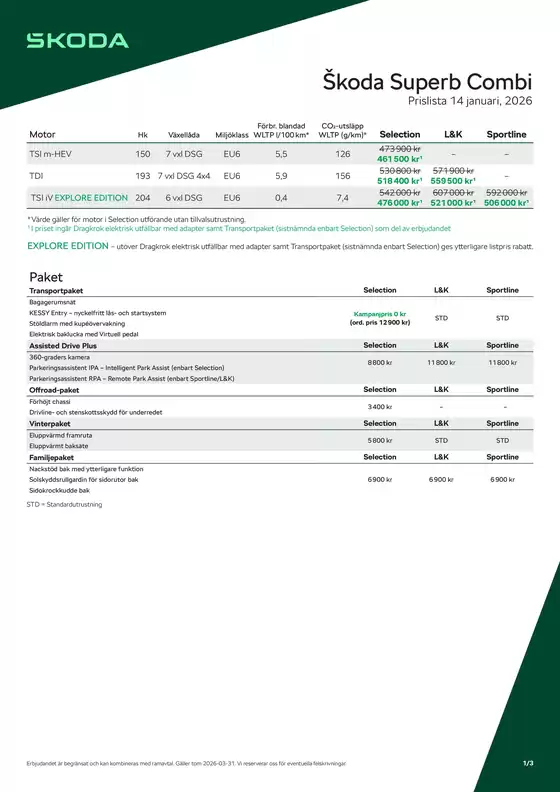 ŠKODA-katalog i Köping | Prislista Superb Combi | 2026-02-06T00:00:00.000Z - 2026-03-31T00:00:00.000Z