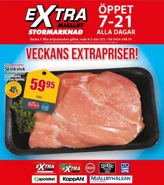 Extra Mjällby Stormarknad-katalog i Vellinge | Extra Mjällby Stormarknad veckans blad | 2026-02-09T00:00:00.000Z - 2026-02-15T00:00:00.000Z
