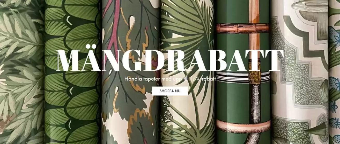 Engelska Tapetmagasinet-katalog i Västerås | Mängdrabatt! Upp till 15%. | 2026-02-25T00:00:00.000Z - 2026-03-11T00:00:00.000Z
