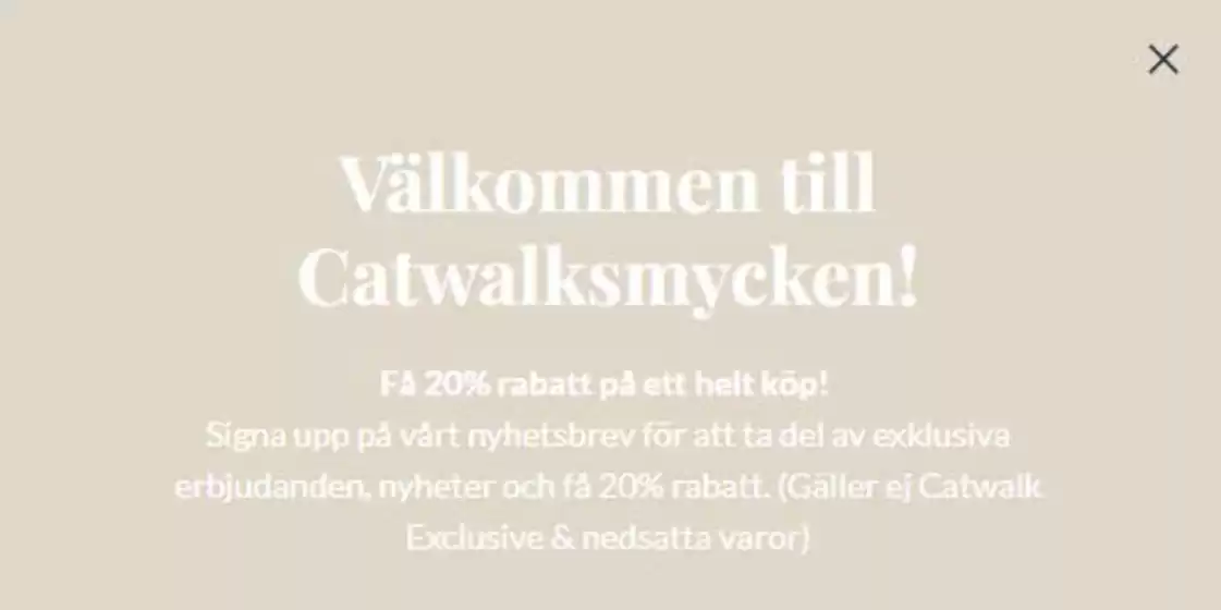 Catwalk-katalog i Eskilstuna | Få 20% rabatt på ett helt köp! | 2026-03-19T00:00:00.000Z - 2026-04-30T00:00:00.000Z