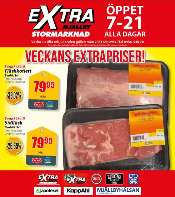 Extra Mjällby Stormarknad-katalog i Svedala | Extra Mjällby Stormarknad veckans blad | 2026-03-23T00:00:00.000Z - 2026-03-29T00:00:00.000Z