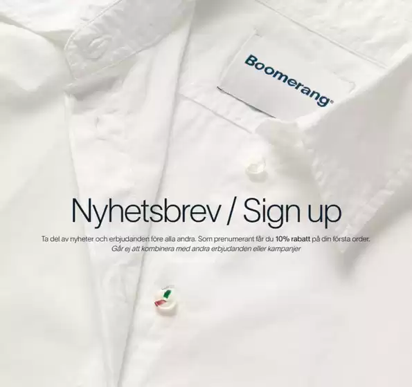 Boomerang-katalog i Karlskoga |  10% rabatt på din första order. | 2026-03-25T00:00:00.000Z - 2026-04-30T00:00:00.000Z