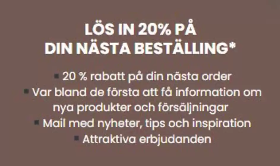 Companys-katalog | LÖS IN 20% PÅ DIN NÄSTA BESTÄLLING! | 2026-03-31T00:00:00.000Z - 2026-04-30T00:00:00.000Z