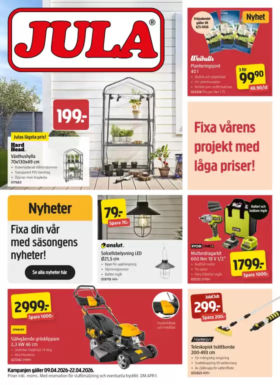 Jula-katalog | kampanjbladet Jula | 2026-04-09T00:00:00.000Z - 2026-04-22T00:00:00.000Z