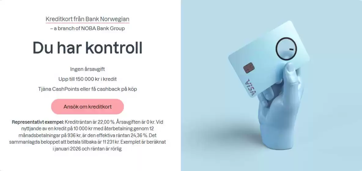 Bank Norwegian-katalog i Ljusdal | Exklusivt erbjudande! | 2026-04-10T00:00:00.000Z - 2026-04-24T00:00:00.000Z