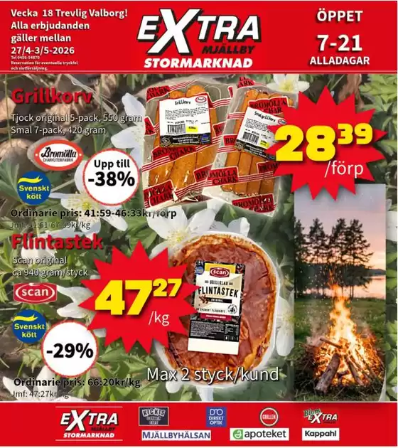 Extra Mjällby Stormarknad-katalog | Extra Mjällby Stormarknad veckans blad | 2026-04-27T00:00:00.000Z - 2026-05-03T00:00:00.000Z